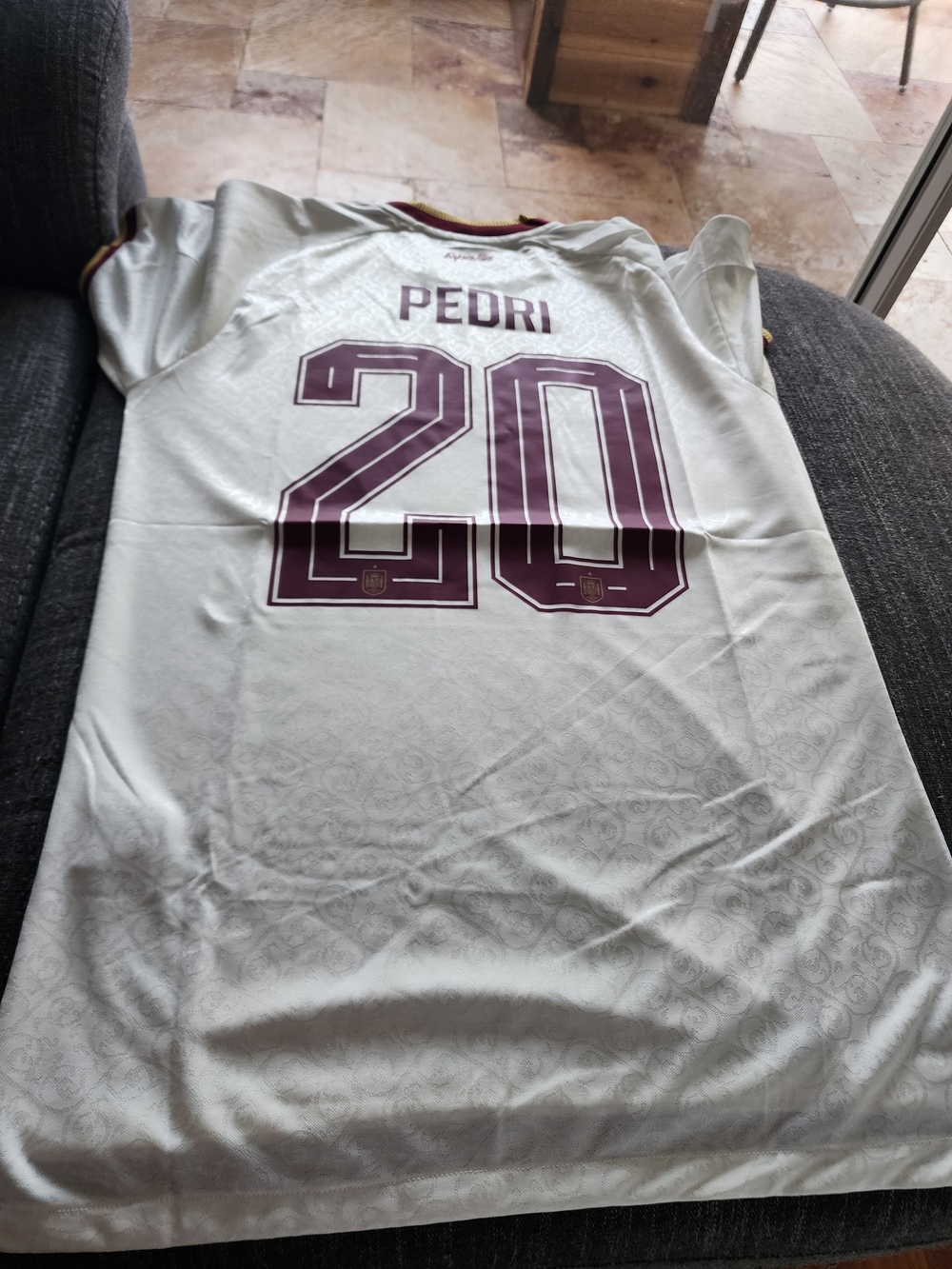 White 'PEDRI 20' Short Sleeve Soccer Jersey